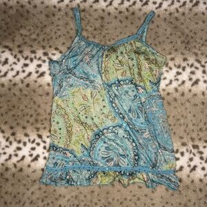 Cato Blue and Green Paisley Camisole